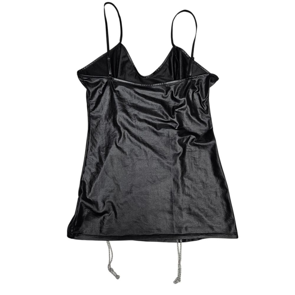 Grunge Cami Top Black Chain Detail Cyber Goth - Size Medium - Picture 2 of 5